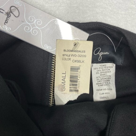 Aqua Sleeveless Black Dress Square Neck Size Small - Picture 7 of 7